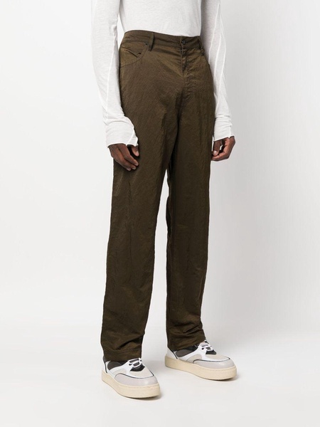 crinckled-finish straight-leg trousers 