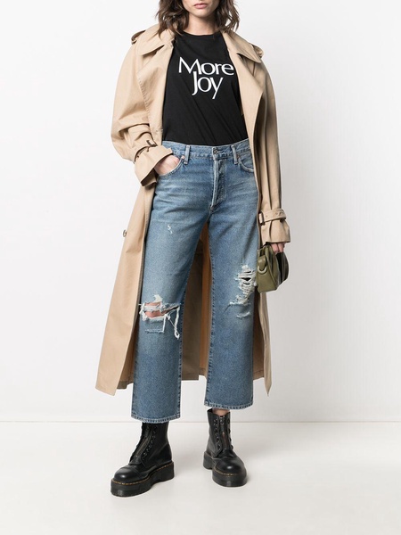 distressed-effect mid-rise cropped jeans 