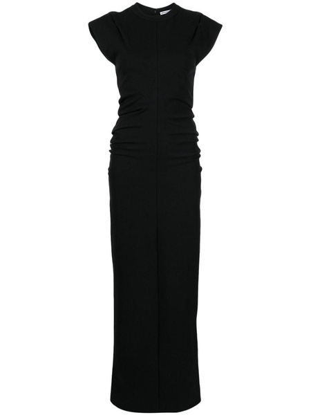 ribbed draped-detail long dress