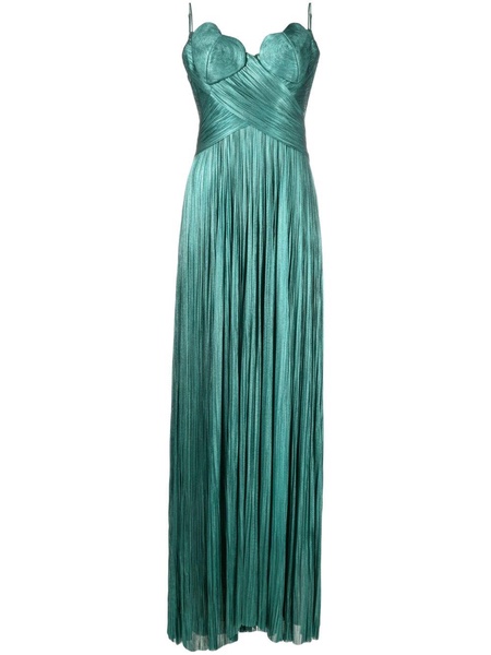 Green Rovena Pleated Maxi Dress