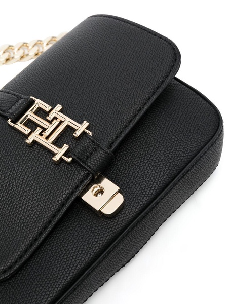 logo-plaque chain-link crossbody bag