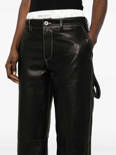 leather straight-leg trousers