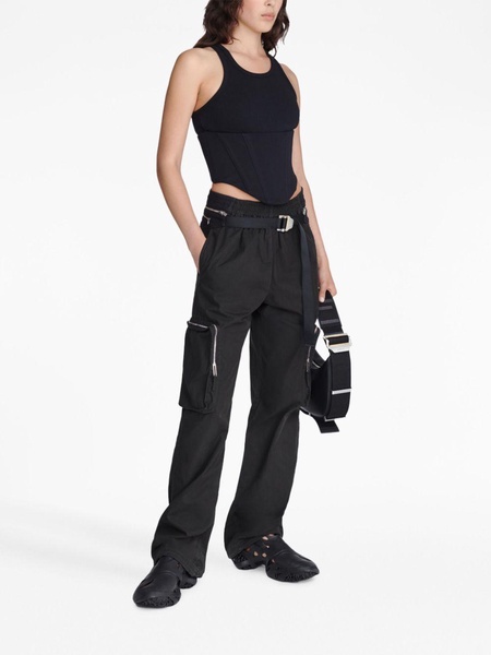 Blouson belted-waist trousers