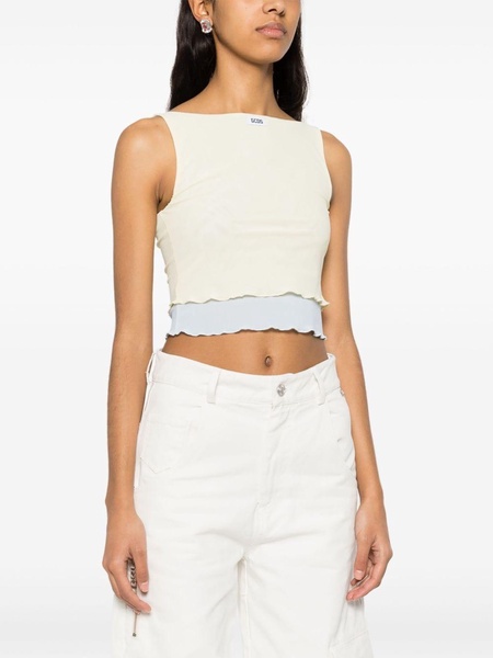 logo-patch layered mesh top