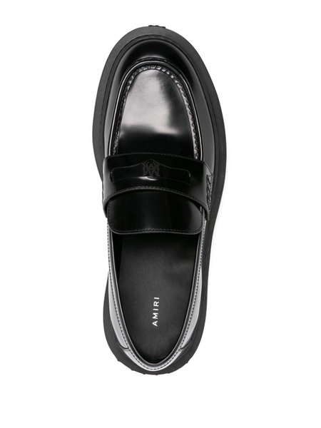 logo-plaque leather loafers