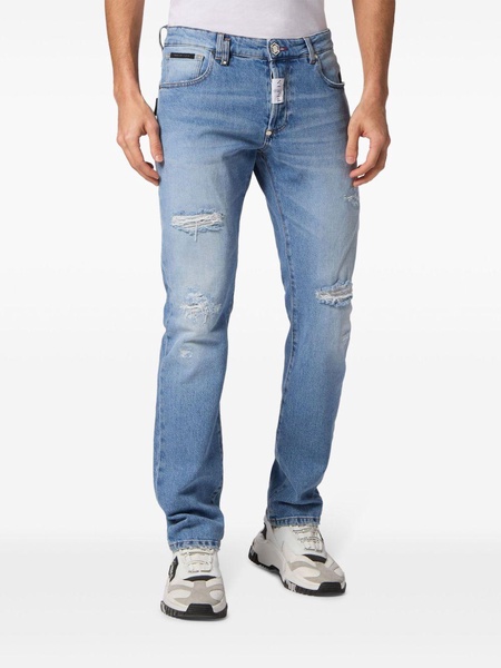 distressed-effect straight-leg jeans