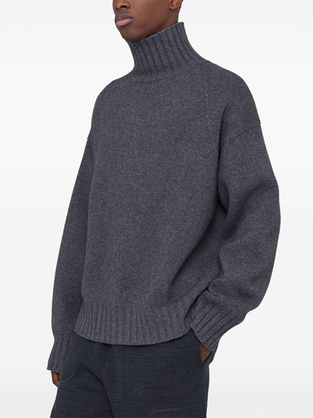 high-neck ribbed-knit jumper