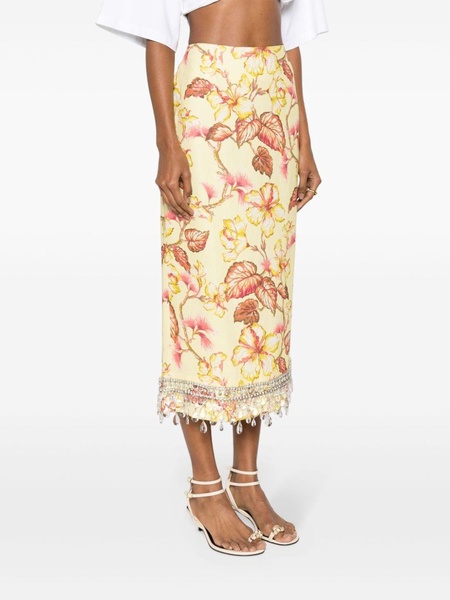 Matchmaker embellished linen midi skirt