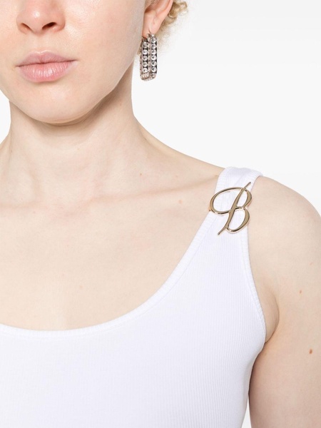 logo-appliqué ribbed tank top