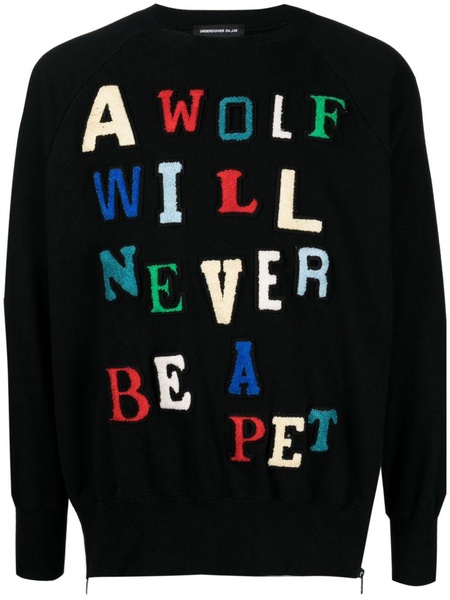 patch-lettering cotton sweatshirt