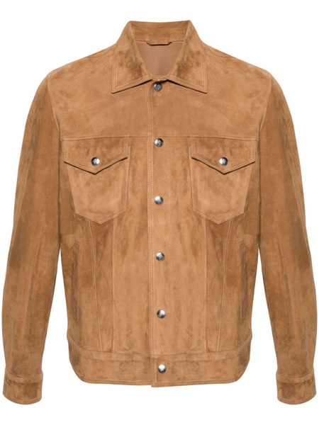 classic-collar suede jacket