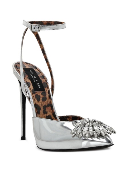 Mirror 100mm crystal-embellished pumps