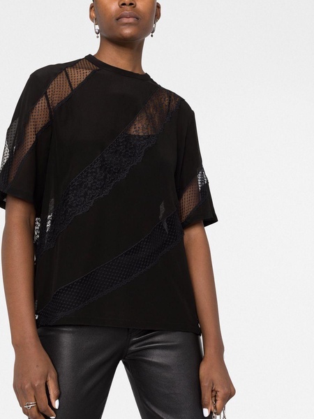 lace-panelled T-shirt