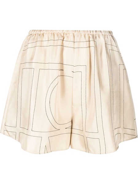 monogram-print silk shorts