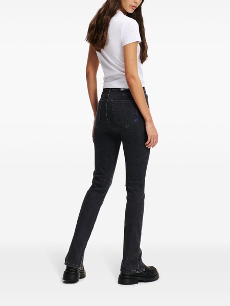 high-rise split-hem skinny jeans