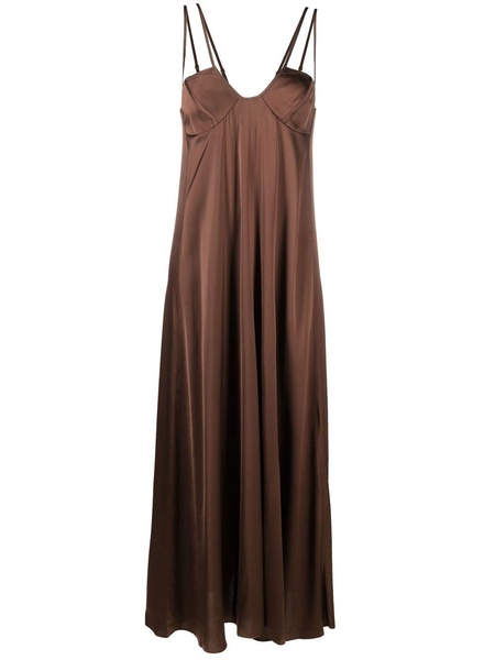 U-neck satin maxi dress