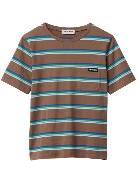 logo-patch striped T-shirt