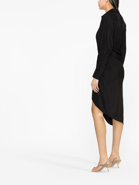 gathered-front shirt dress