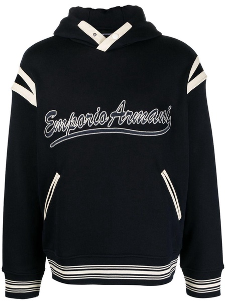 logo-embroidered jersey hoodie