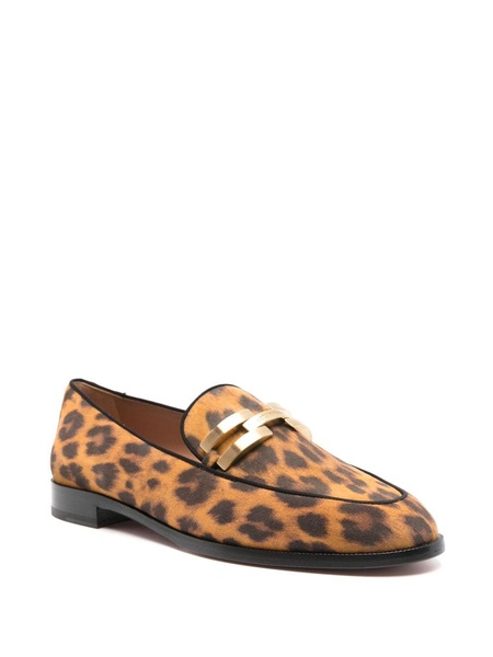 Brown Leopard Print Suede Loafers