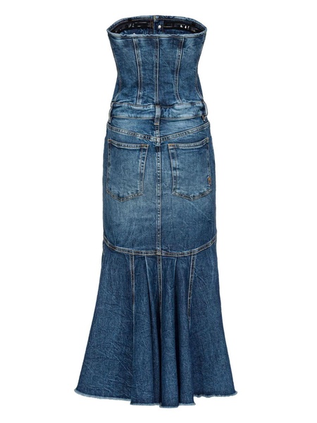 bandeau-style denim dress