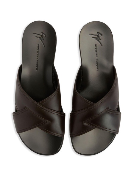 Flavio crossover leather slides