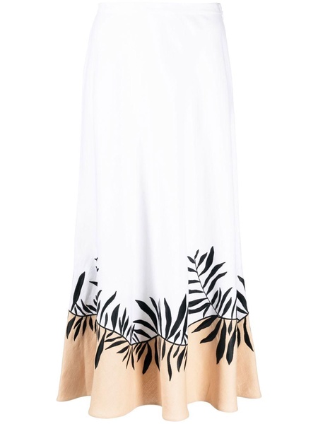 leaf-print A-line skirt