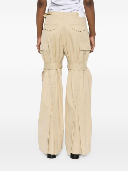 wide-leg cotton cargo trousers