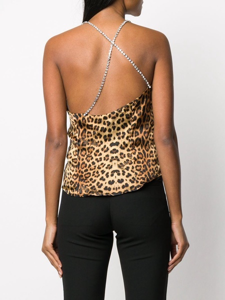 leopard-print silk tank top