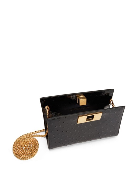 Annhita ostrich-print leather clutch bag