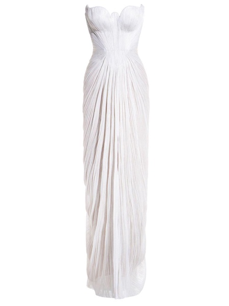 White Jasleen Pleated Gown