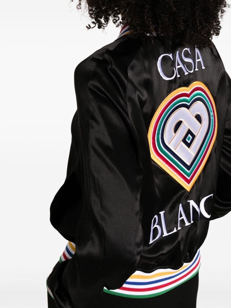 Rainbow Heart silk bomber jacket