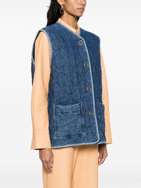 quilted denim gilet