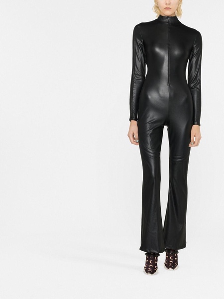 vegan-leather cut-out jumpsuit