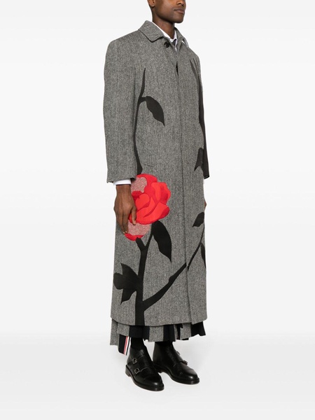 Harris-tweed embroidered long coat