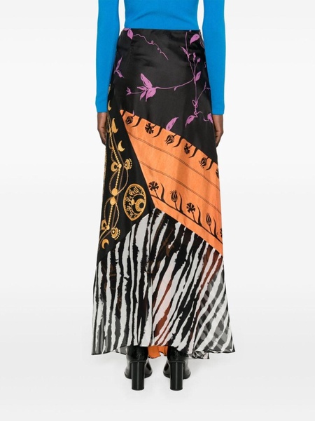 Regenerated Scarves mix-print midi skirt