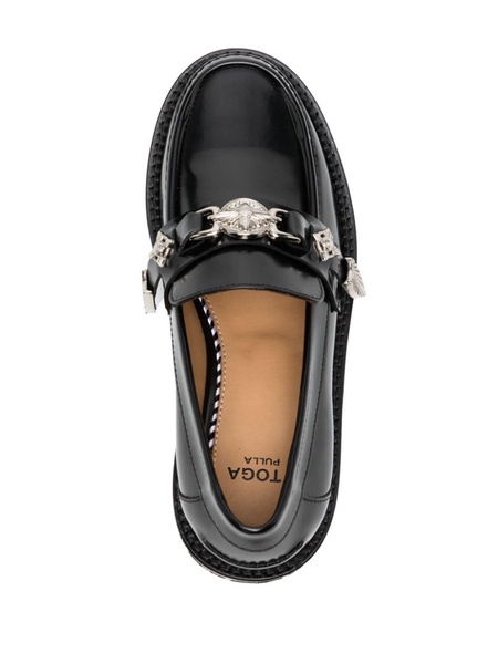 round-toe leather loafers