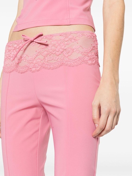 lace-panel slim-fit trousers