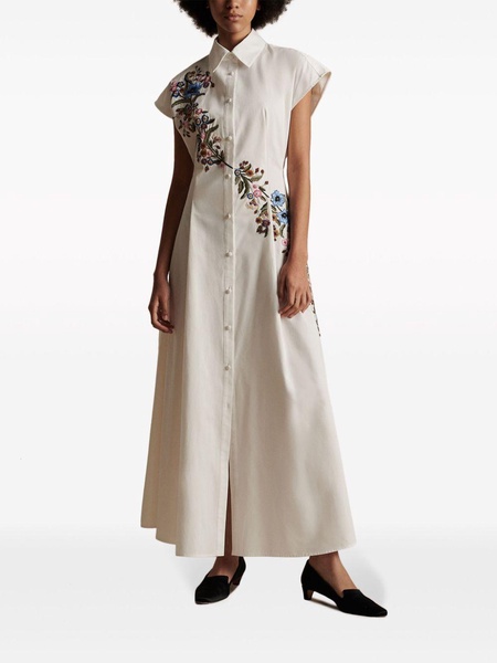 Dejeuner floral-embroidered shirtdress