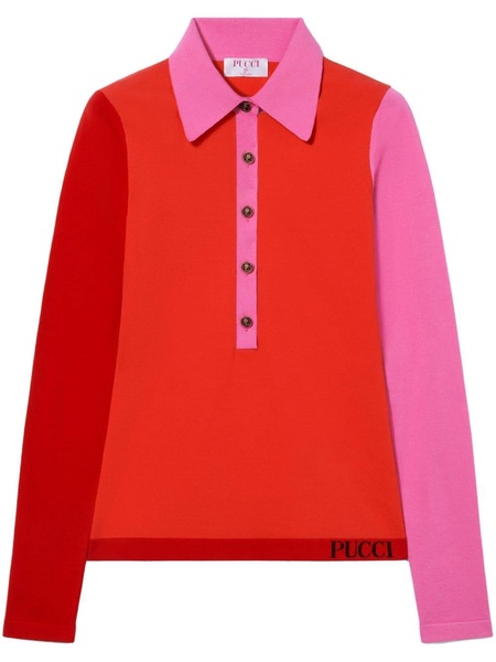 colour-block knitted polo shirt