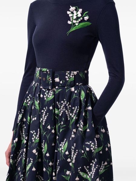 floral-print full midi skirt