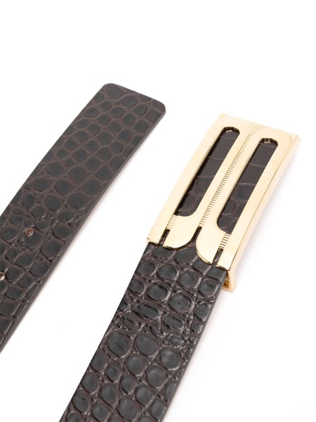 crocodile-embossed leather Jumbo Frame belt