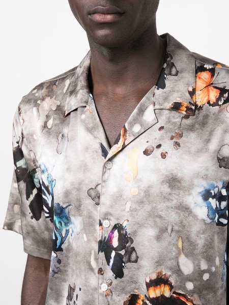 butterfly-print stretch-silk shirt