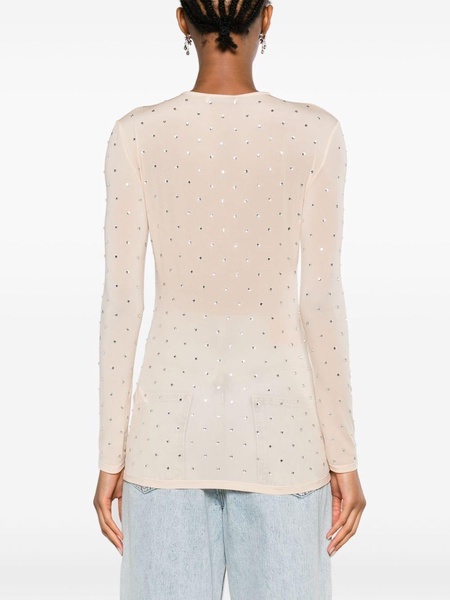 crystal-embellished semi-sheer top