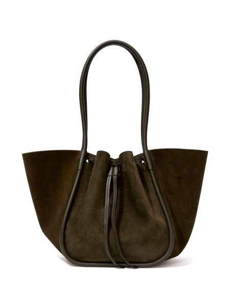 large Ruched suede tote bag