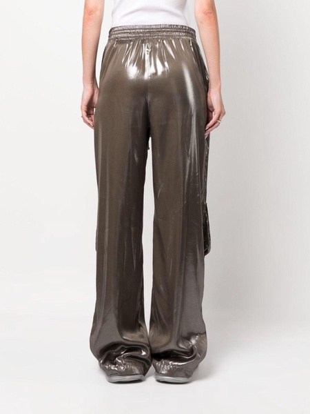 high-waisted high-shine trousers