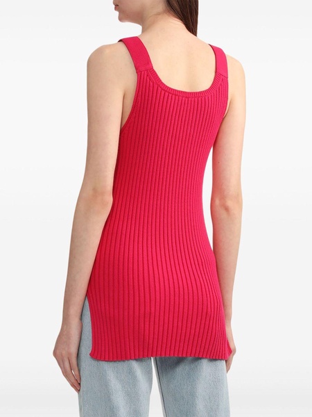 side-slit ribbed-knit tank top