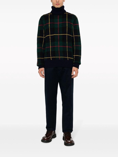 tartan-check wool jumper