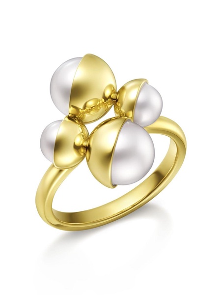 18kt yellow gold M/G TASAKI ARLEQUIN SLASHED freshwater pearl ring