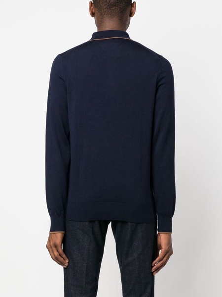 fine knit wool polo jumper